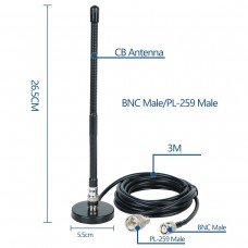 Antena pentru statii radio CB, portabile sau mobile, cu talpa magnetica