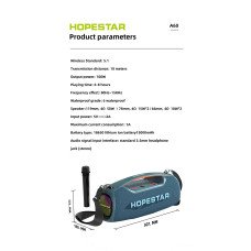 Boxa portabila Hopestar A60, Bluetooth, functie TWS, Extra Bass, waterproof, efecte luminoase laterale, acumulator 1500mAh, microfon inclus