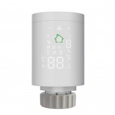 Robinet termostat smart WiFi pentru radiatoare, comenzi touch, conectivitate prin hub Zigbee cu aplicatie Tuya, compatibilitate Amazon Alexa sau Google Home