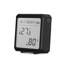 Senzor de temperatura si umiditate cu afisaj LCD, conexiune WiFi, utilizare prin aplicatia Tuya sau Smart Life, culoare negru