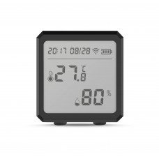 Senzor de temperatura si umiditate cu afisaj LCD, conexiune WiFi, utilizare prin aplicatia Tuya sau Smart Life, culoare negru