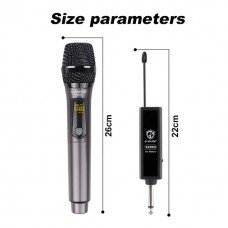 Set doua microfoane wireless, receiver wireless UHF 6.3mm, grila metal, negru, TRADIO